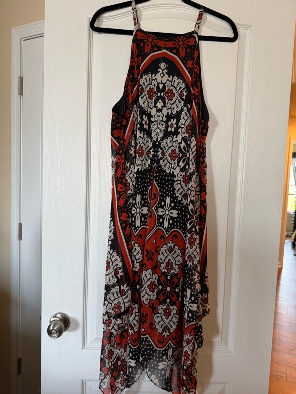 MSK Black, Red & White Asymmetrical Dress